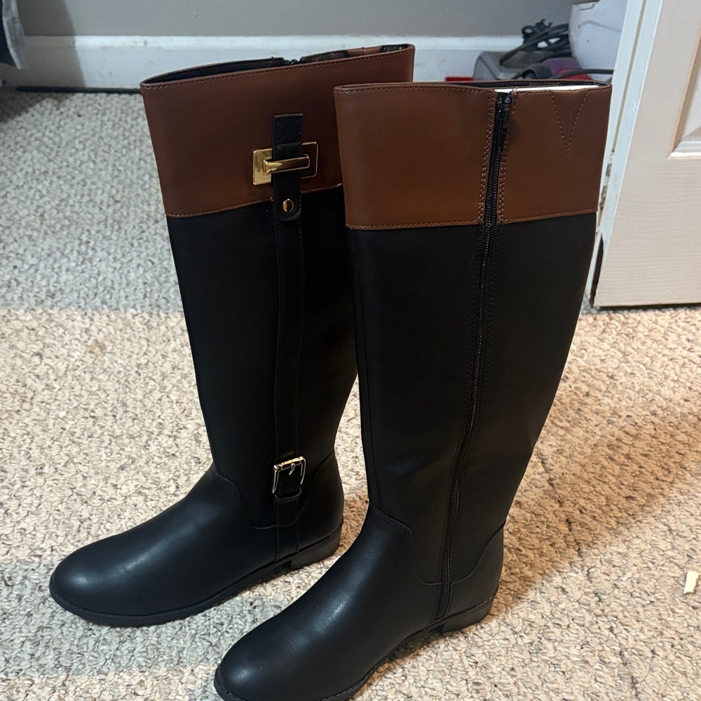 MICHAEL Michael Kors Black and Brown Over the Knee Boots